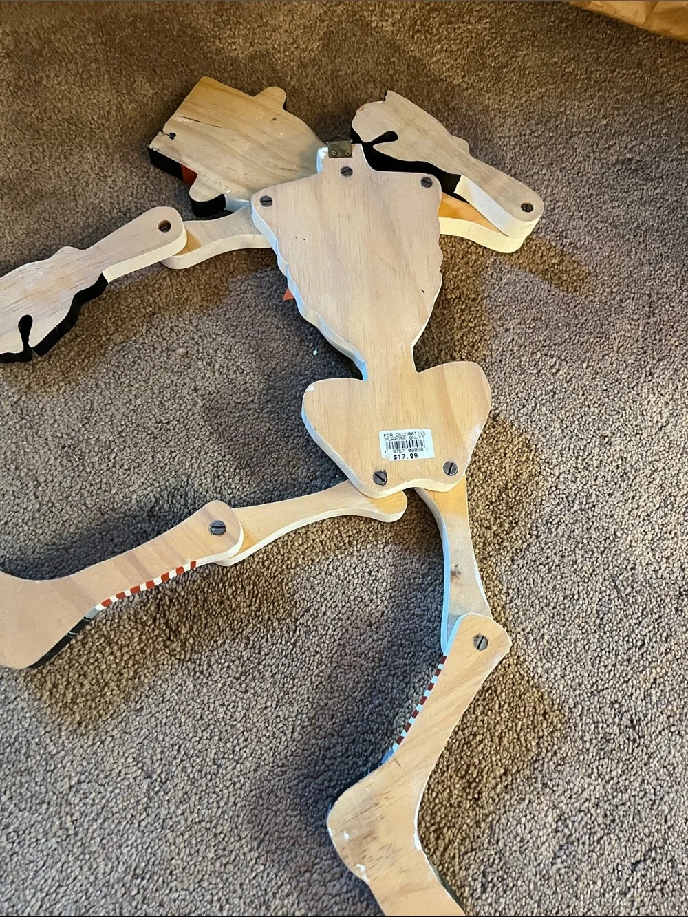Skeleton Wood Decor with Orange Accents